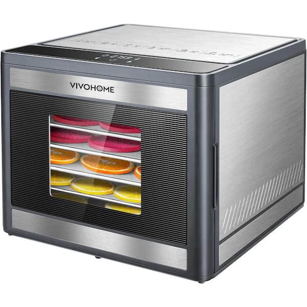 VIVOHOME 6-Tray Stainless Steel Food Dehydrator with 48H Timer, Temperature Control