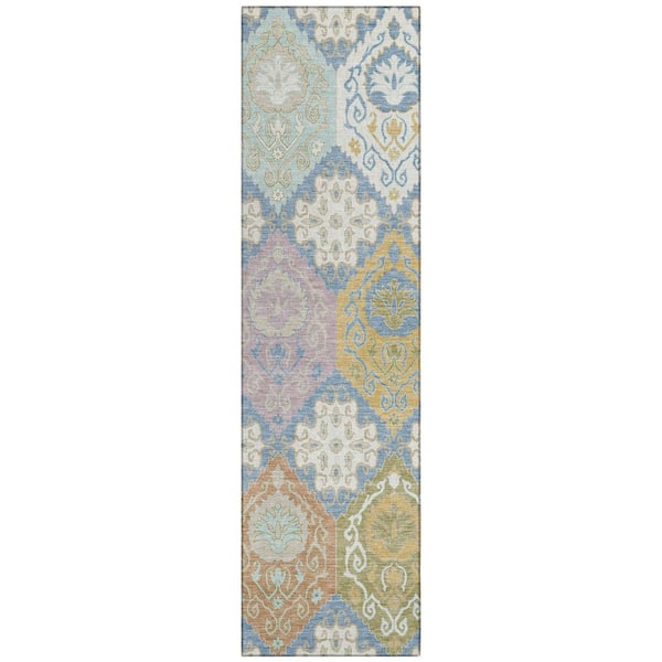 Chantille Machine Washable Indoor/Outdoor Abstract ACN2588 Denim 2 ft. x 7 ft. Runner Rug