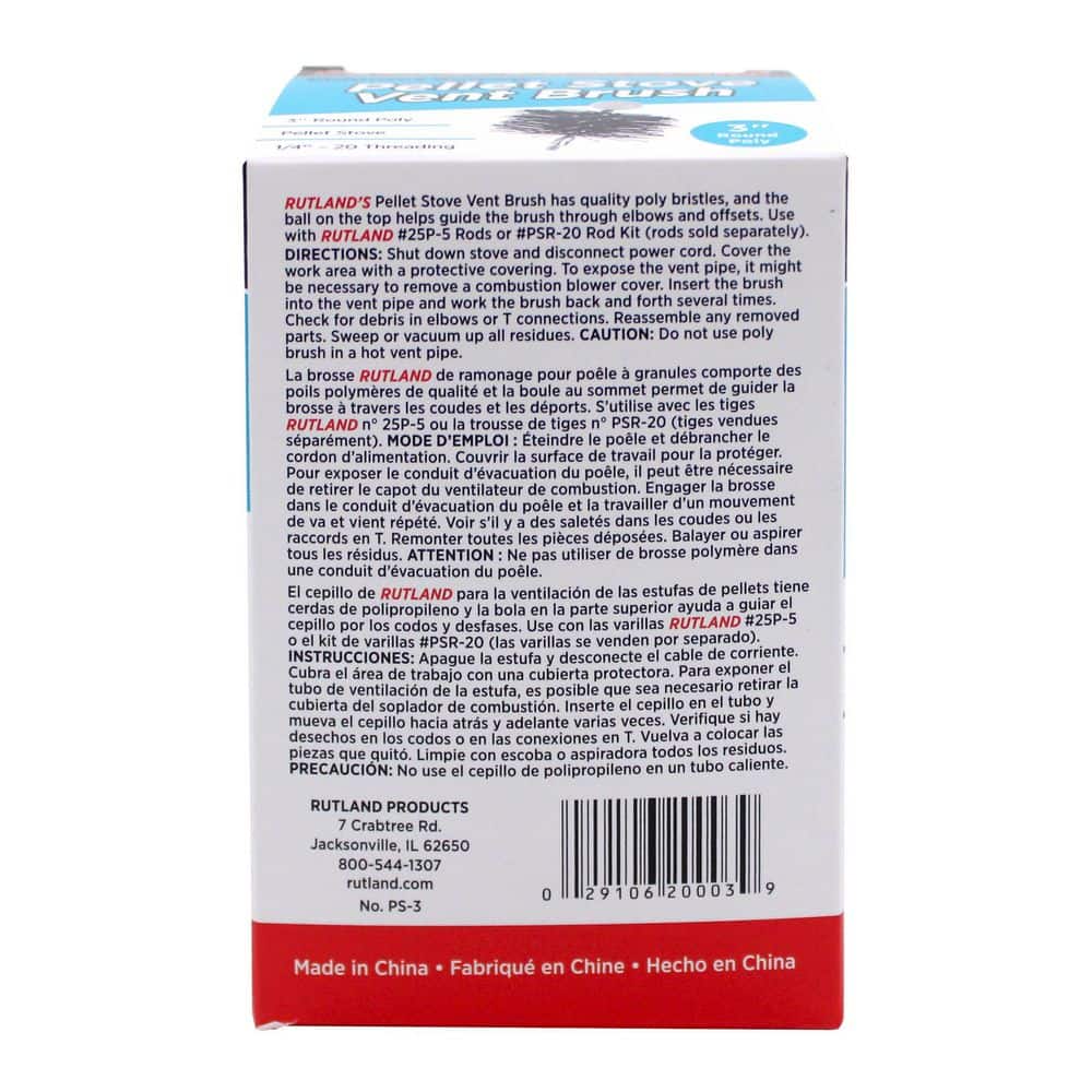 Rutland 3-Inch Round Black Poly Pellet Stove Vent Brush