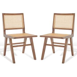 Hattie Wood 19 in. Rattan Dining Chair (Set of 2)