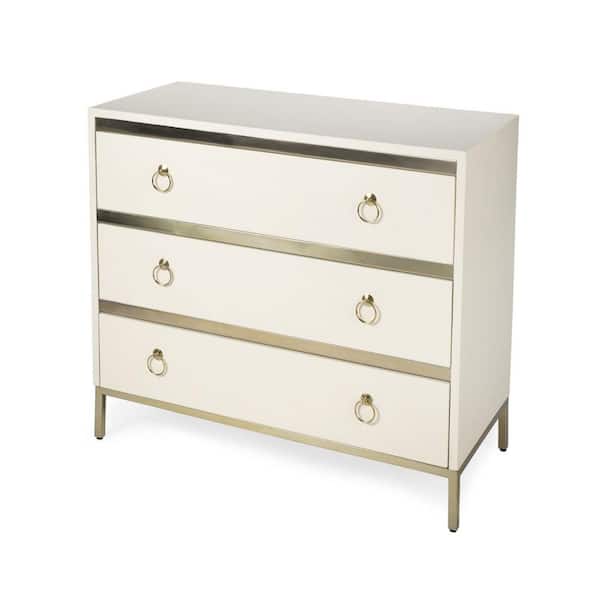 HomeRoots Bernadette White Cabinet 31.5 in. x 36 in. x 16 in.