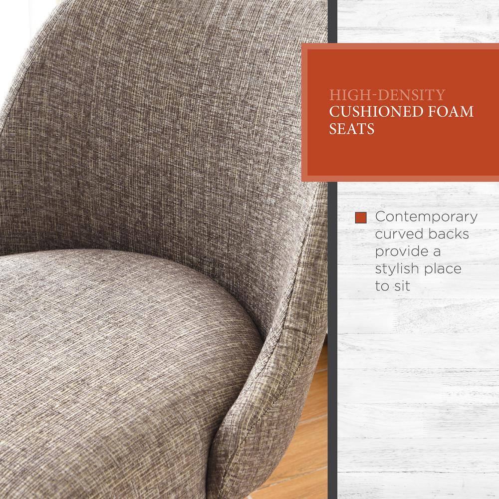 Espresso Metal and Gray Linen Barrelback Counter Stool, Set of 2