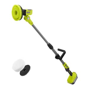 ONE+ 18V Cordless Telescoping Power Scrubber (Tool Only) with 6 in. Sponge Hook and Loop Kit