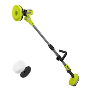 Ryobi One+ 18V Cordless Telescoping Power Scrubber (Tool Only) with 6 in. Sponge Hook and Loop Kit