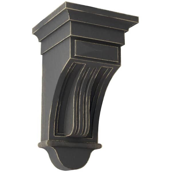 Ekena Millwork 6-1/2 in. x 12 in. x 6-1/2 in. Black Raised Fluting Wood Vintage Decor Corbel
