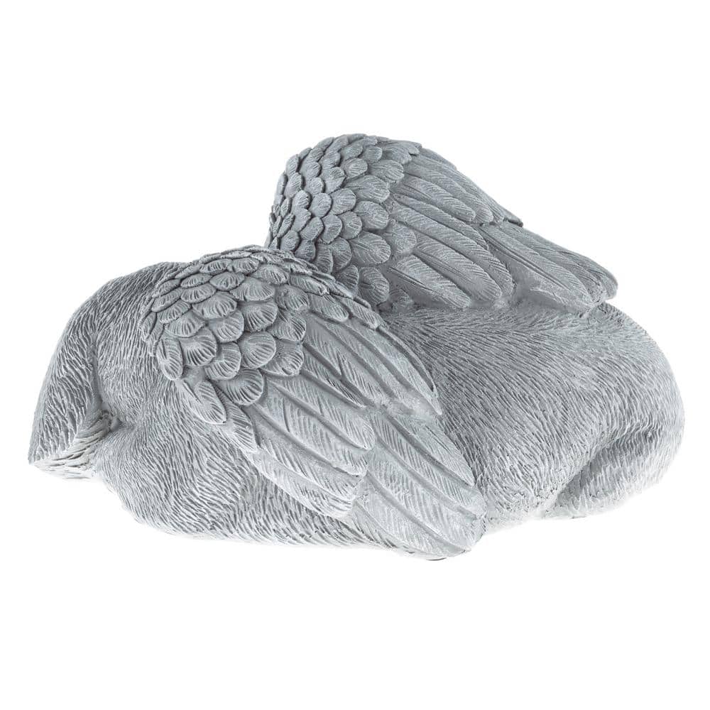 Gray Resin Sleeping Angel Puppy Memorial Sculpture