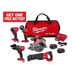 M18 FUEL 18V Lithium-Ion Brushless Cordless Combo Kit (5-Tool) with Two 5.0 Ah Batteries, 1 Charger 1 Tool Bag