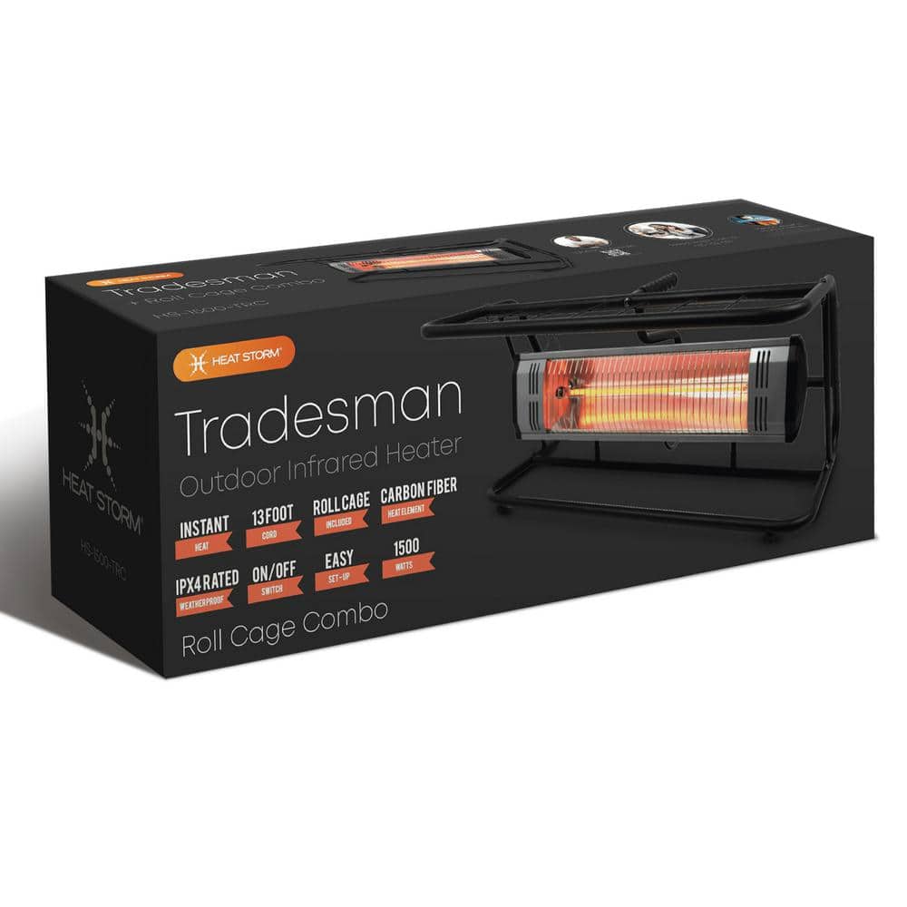 Black Infrared Electric Heater with Roll Cage