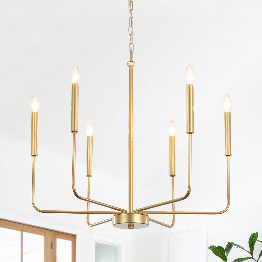 Classic 6-Light Traditional Fixture Spray Gold Modern Farmhouse Kitchen Island Candle Chandelier price history on PriceWatchPro