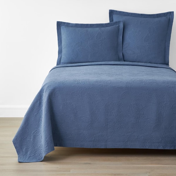 The Company Store Putnam Matelasse Denim Cotton Twin Bedspread