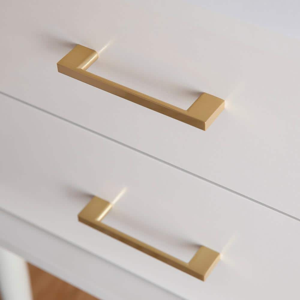 White Mid-Century Modern 2-Drawer Wood End Table