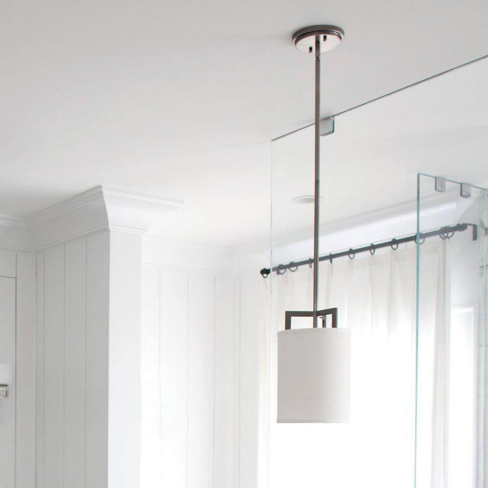 Antique Nickel Mini Drum Pendant Light with Linen Shade