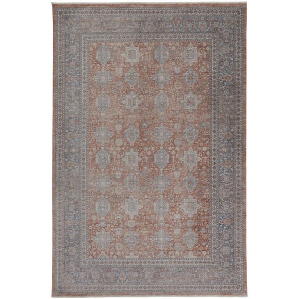 7 ft. x 10 ft. Blue, Red Oriental Area Rug