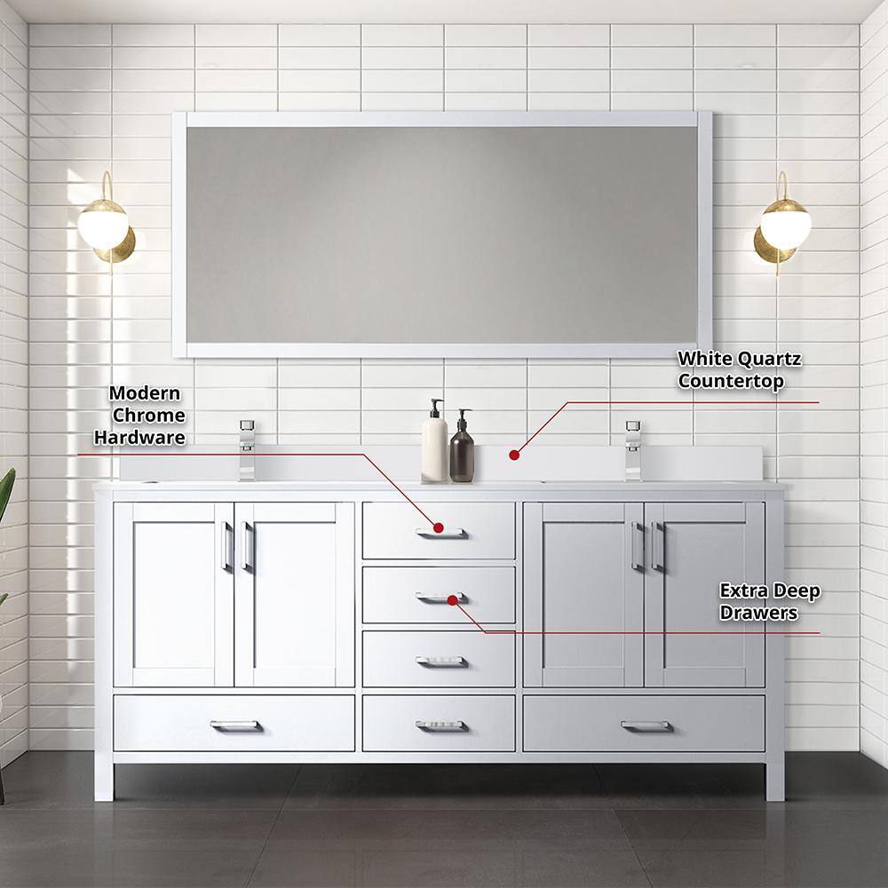 Jacques 72" White Double Vanity with Quartz Top