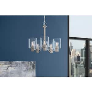 Castleford 5-Light Brushed Nickel Chandelier with Clear Glass Shades For Dining Rooms