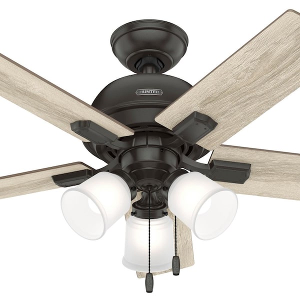 Hunter - Crystal Peak 44 in. Indoor Noble Bronze Ceiling Fan with Light Kit Included