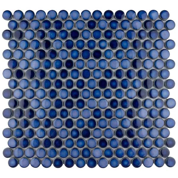 Merola Tile Hudson Penny Round Glossy Sapphire 6 in. x 6 in Merola Tile Hudson Penny Round Glossy Sapphire 6 in. x 6 in