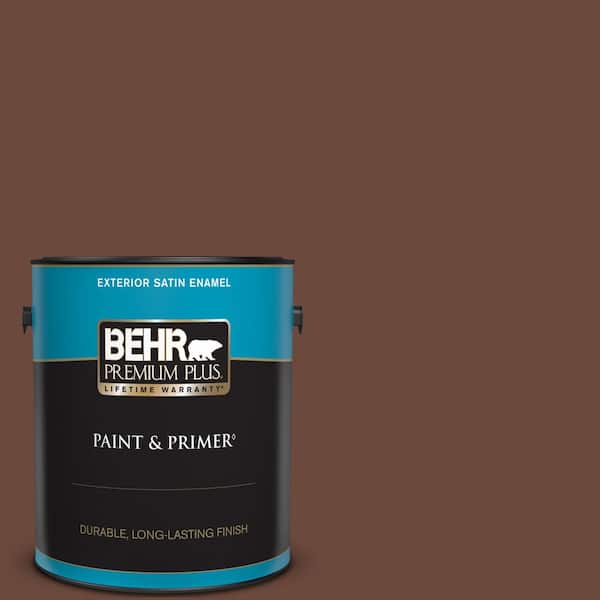 BEHR PREMIUM PLUS 1 gal. #BXC-45 Classic Brown Satin Enamel Exterior Paint & Primer