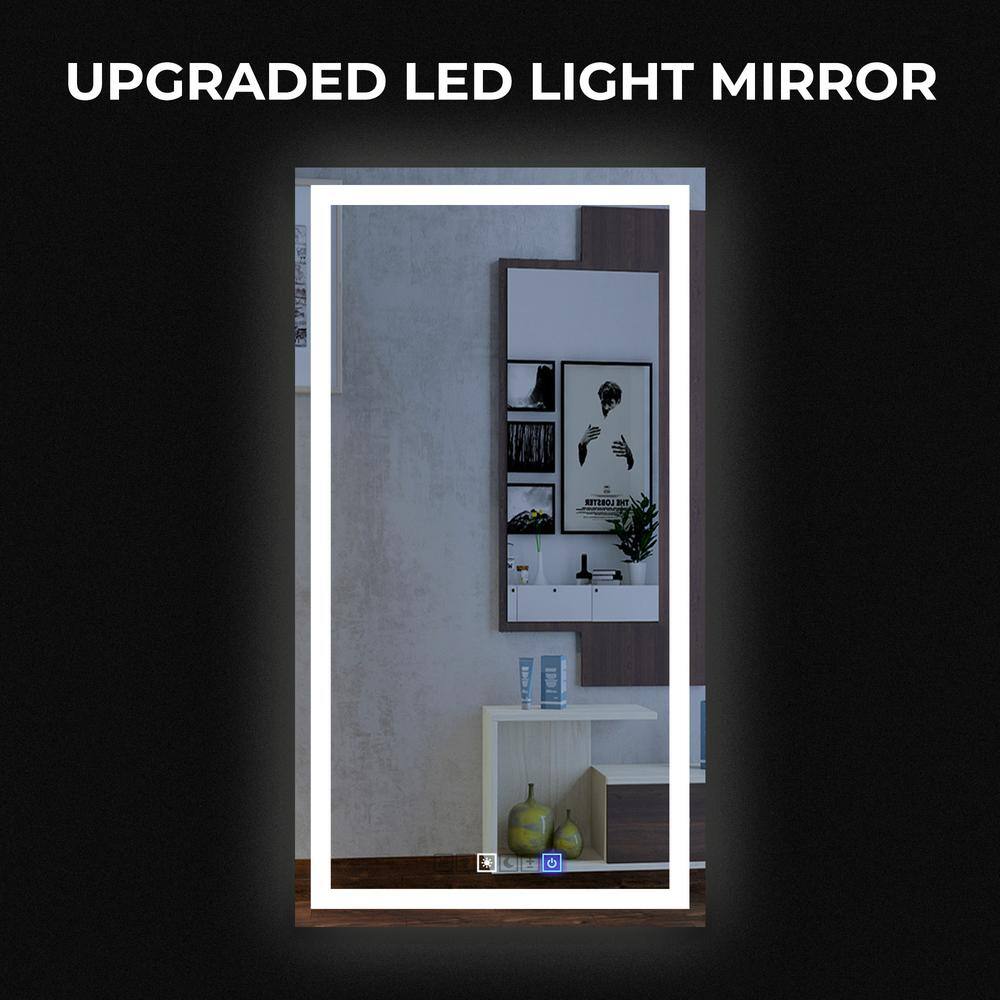 18" x 40" Frameless LED Lighted Anti-Fog Wall Mirror