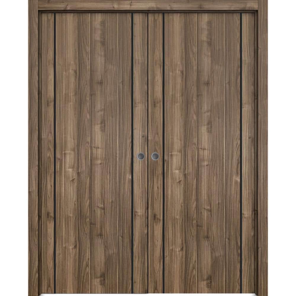 Assemble Required 36 in. x 84 in. 2-Panel Walnut Finished Solid Wood with Honeycomb Sliding Door with Hardware price history on PriceWatchPro