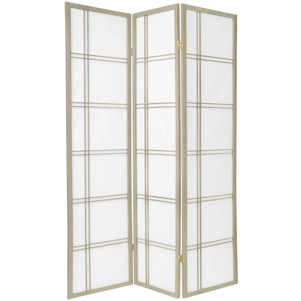 6 ft. Grey Double Cross 3-Panel Room Divider
