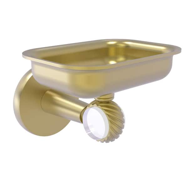 Allied Brass Clearview Wall Mounted Soap Dish Holder with Twisted Accents in Satin Brass