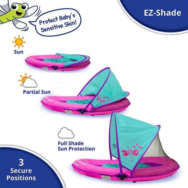 SwimSchool Pink Fun Fish Fabric Baby Boat UPF 50, Retractable Canopy 