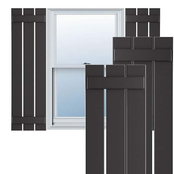 Ekena Millwork True Fit PVC 23 in. W x 35 in. H Vinyl Board and Batten Shutters Pair in Shadow Mountain