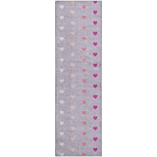 Mayfield Premium Machine Washable Abstract AMF2510 Lavender 2 ft. x 7 ft. Runner Rug