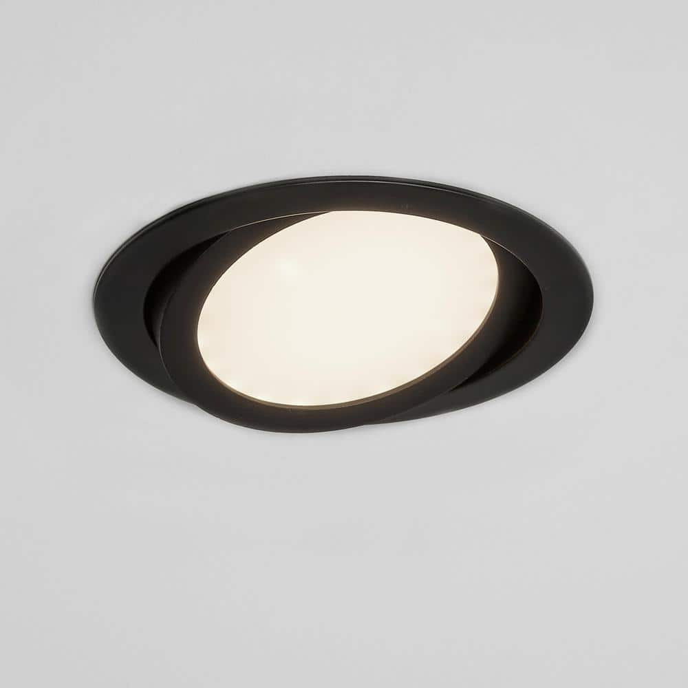 Black Aluminum 4-Inch LED Gimbal Downlight with Adjustable Color Temperature