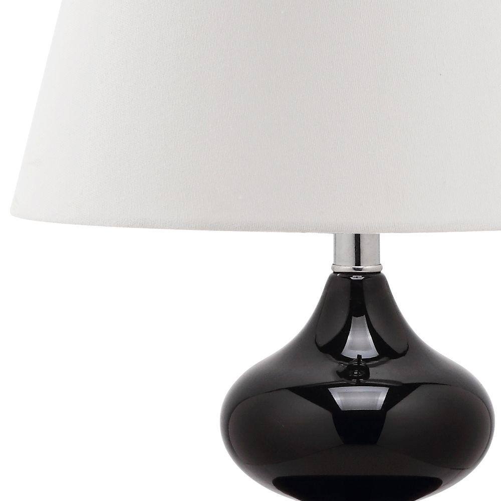 Eva 24" Black Glass Table Lamp Set with Cotton Shade