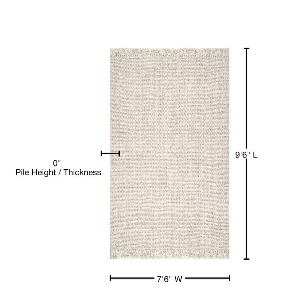 Handcrafted Bleach White Chunky Jute 8' x 10' Area Rug