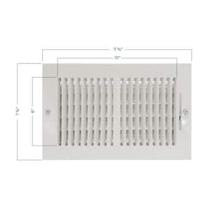 10 in. x 6 in. 2-Way Steel Wall/Ceiling Register , White