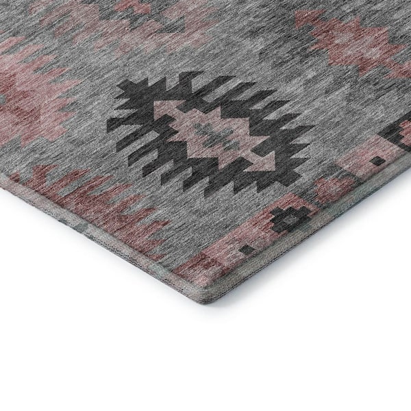 Mayfield Premium Machine Washable Abstract AMF983 Gray 1 ft. 8 in. x 2 ft. 6 in. Area Rug