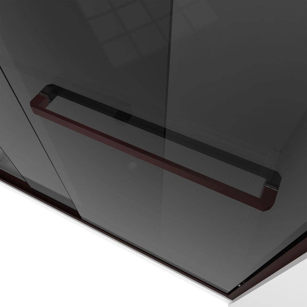 Encore 56-60" Oil Rubbed Bronze Semi-Frameless Sliding Shower Door with Smoke Gray Glass