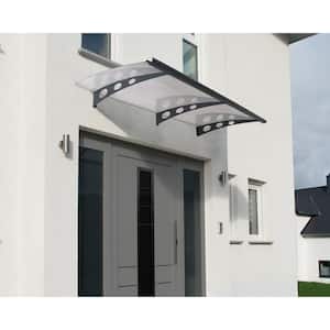 Garamond 3 ft. x 7 ft. Gray/Clear Door and Window Fixed Awning