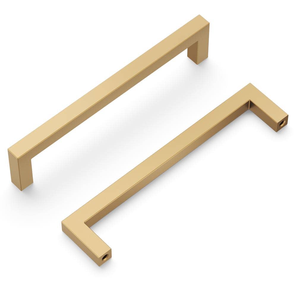 Brushed Brass Modern Bar Cabinet Handles with Mounting Hardware