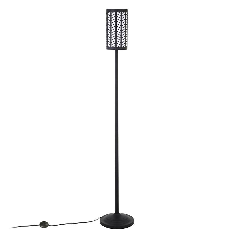 Delia Modern 63.5" Blackened Bronze Floor Lamp with Chevron Shade
