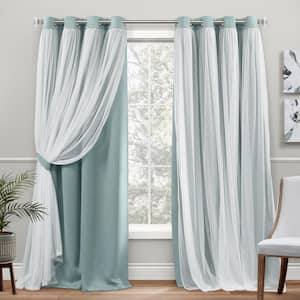 Catarina Seafoam Solid Lined Room Darkening Grommet Top Curtain, 52 in. W x 84 in. L (Set of 2)