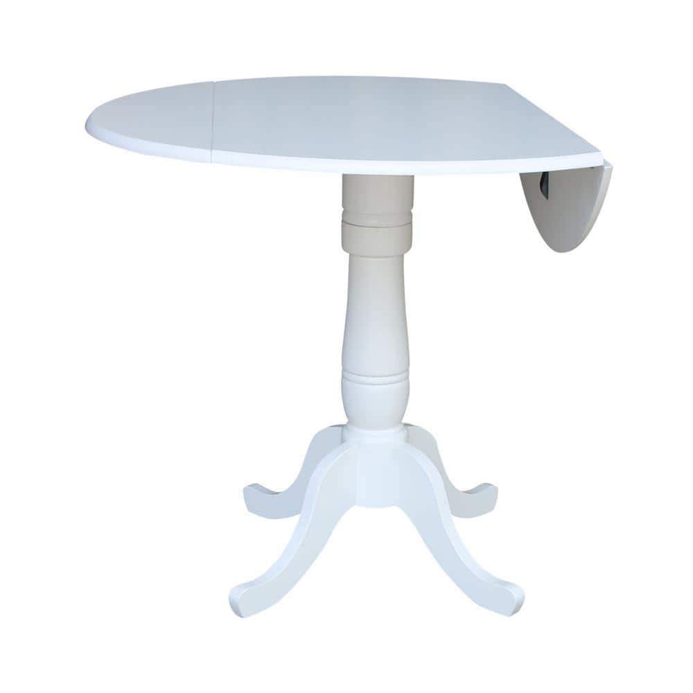 Farmhouse White Wood Round Extendable Counter Height Table