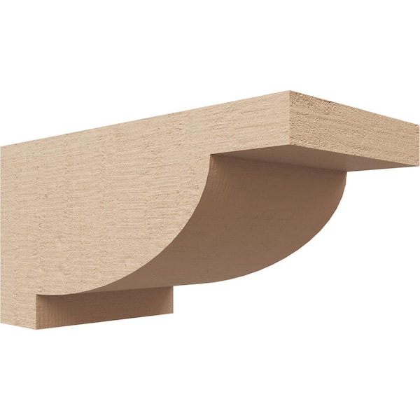Ekena Millwork 4 in. x 4 in. x 8 in. Series 3 Wide Alpine Rough Cedar Woodgrain Timberthane Polyurethane Corbel, Primed Tan