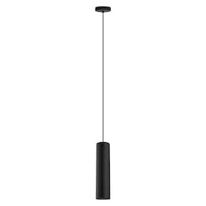 Tortoreto 3.94 in. W x 15.75 in. H 1-Light Matte Black Mini Pendant with Cylinder Metal Shade