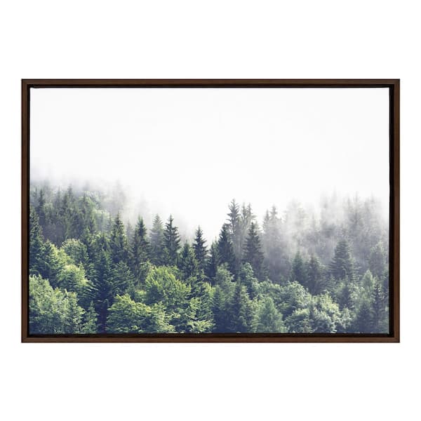 Kate and Laurel Lush Green Forest on a Foggy Day by The Creative Bunch Studio Framed Nature Canvas Wall Art Print 33.00 in. x 23.00 in.