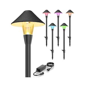 Multi-Color Low Voltage Plug-In Waterproof Path Light with APP Control and Adjustable White and RGB in Black