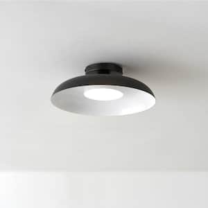 12.5 in. 21-Watt Modern Matte Black Integrated LED Flush Mount Ceiling Light with Black Metal Shade