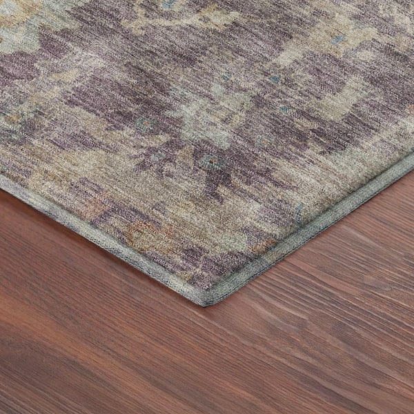 Mayfield Premium Machine Washable Abstract AMF2355 Eggplant 8 ft. x 10 ft. Area Rug