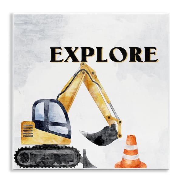 Stupell Industries Explore Construction Vehicle by Kim Allen Unframed Typography Graphic Art Print 12 in. x 12 in.