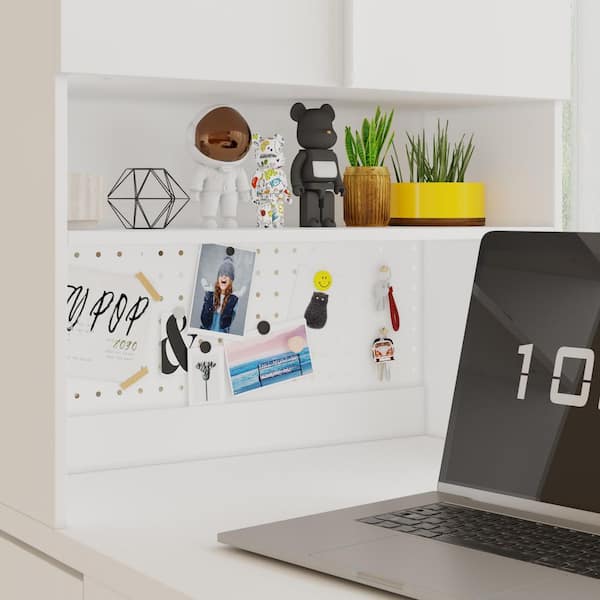FUFU&GAGA Modern 46.5 in. L-Shaped White Wood Computer Desk