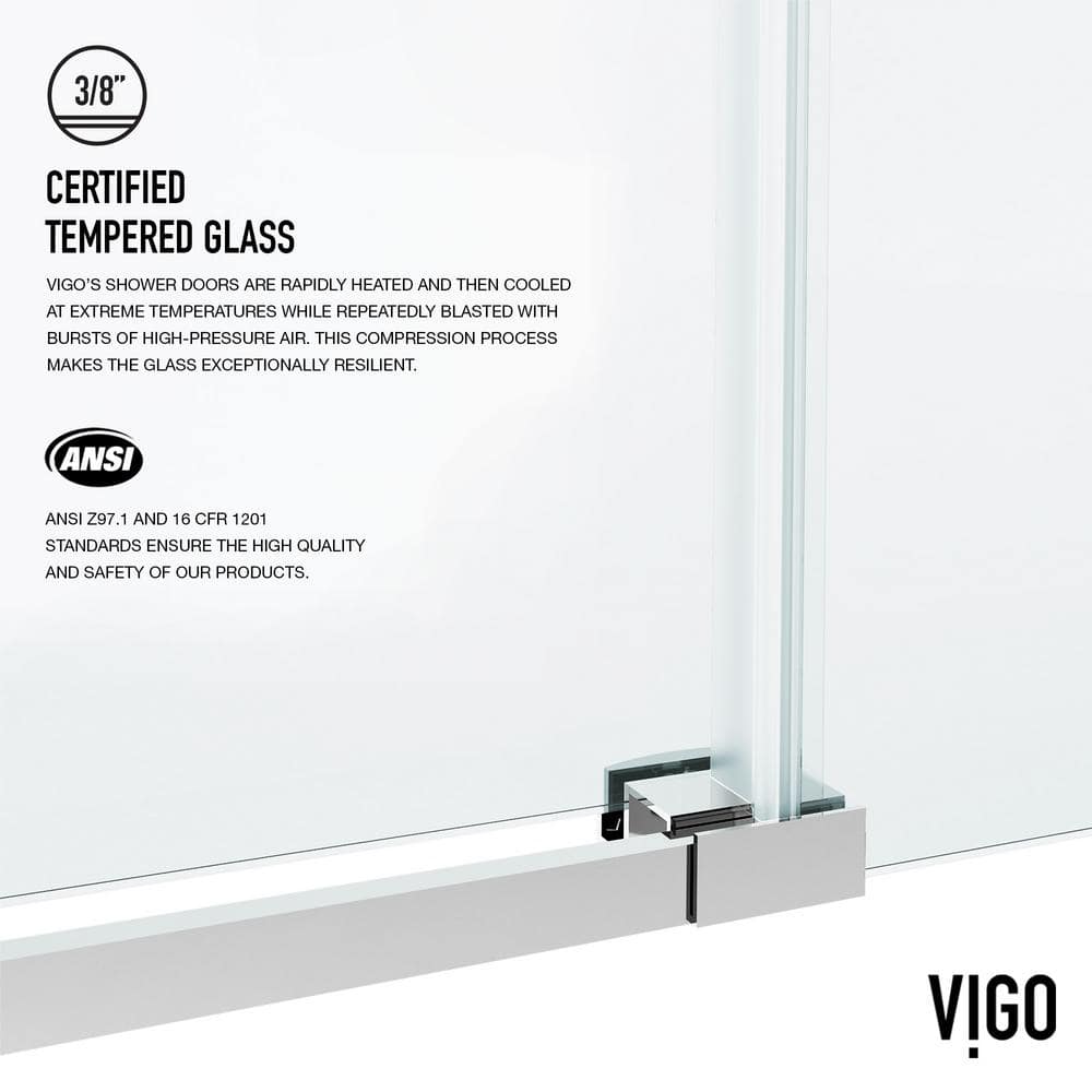 Hamilton 60" Chrome Frameless Sliding Tub Door with Clear Glass