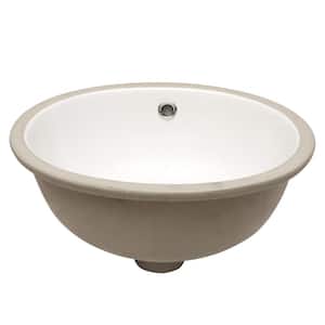 16.5 in. Oval Undermount Modern Bathroom Ceramic Porcelain Vessel Sink in White